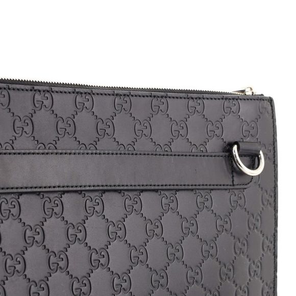 Gucci Zip Messenger Bag Guccissima Leather Large Black - Picture 7 of 8